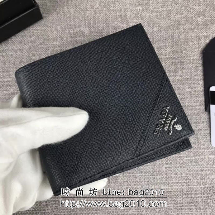 PRADA普拉達 官網同步 經典爆款 頂級原單十字紋牛皮 男士短款錢夾 2M0513 DD1778